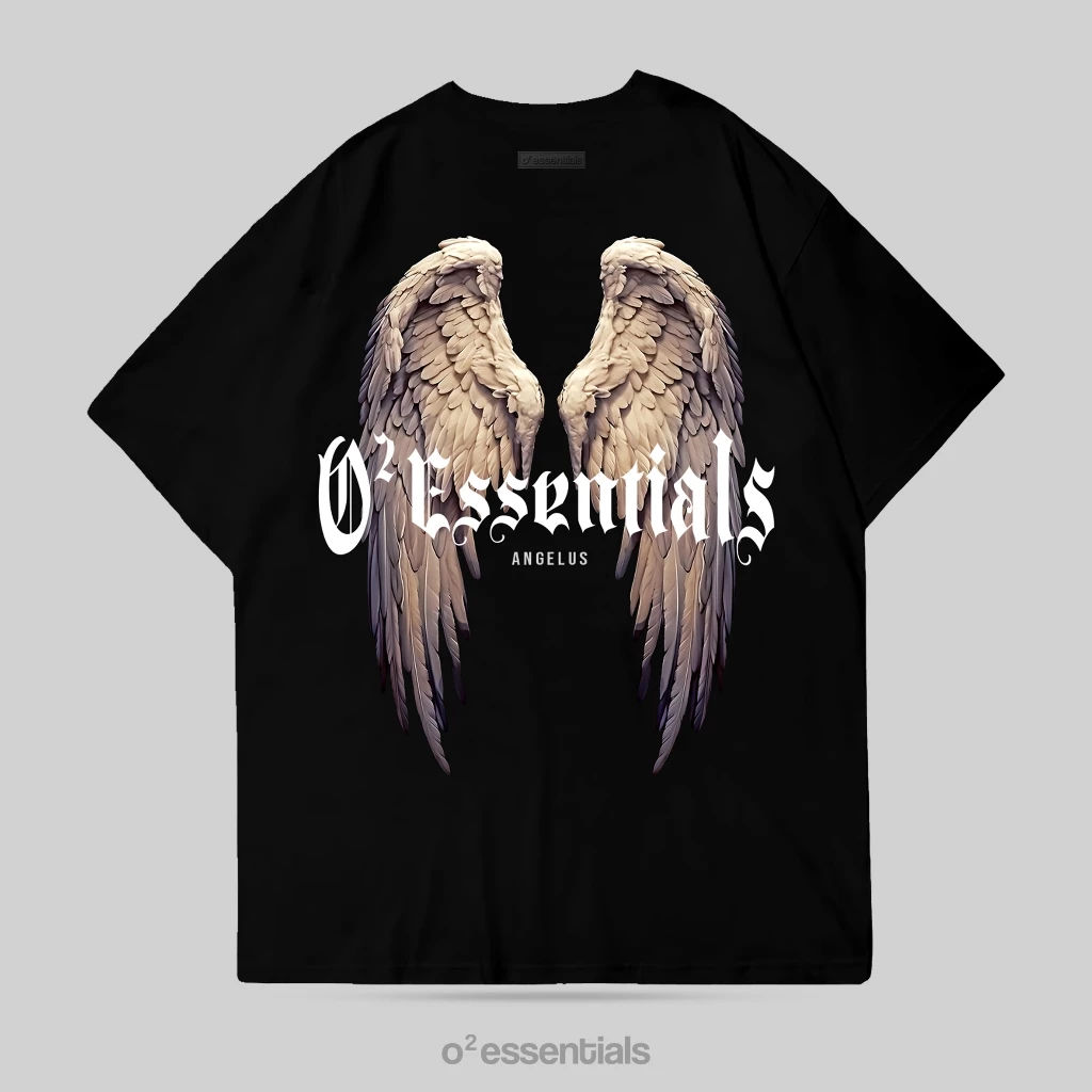 O2 Essentials Oversized T-Shirt – Angelus Black back view thumbnail