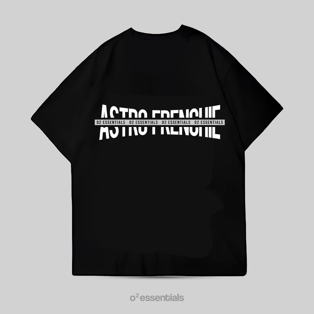 O2 Essentials Oversized T-Shirt – Astro Frenchie Black back view thumbnail