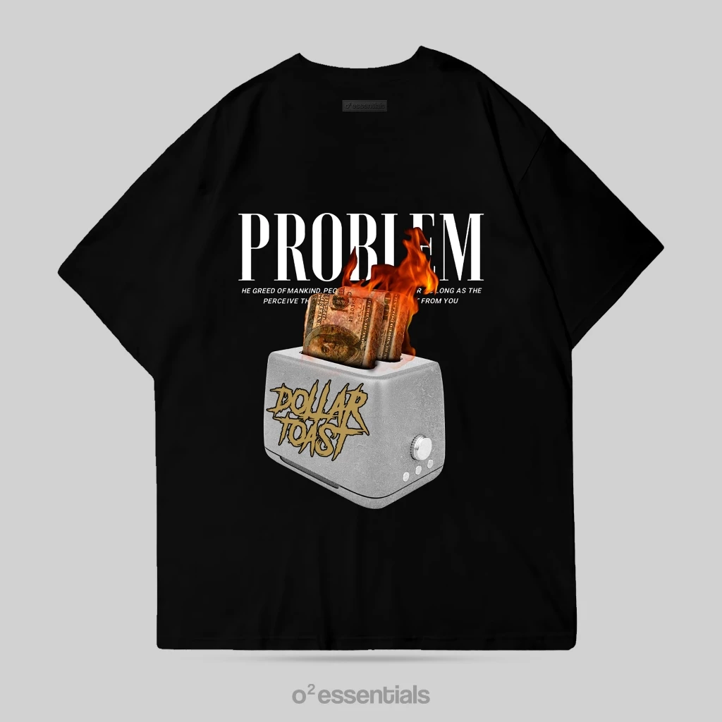 O2 Essentials Oversized T-Shirt – Dollar Toast Black back view thumbnail