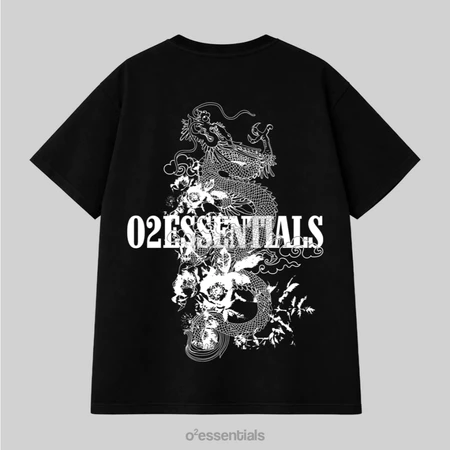 O2 Essentials Oversized T-Shirt – Dragon Black front view