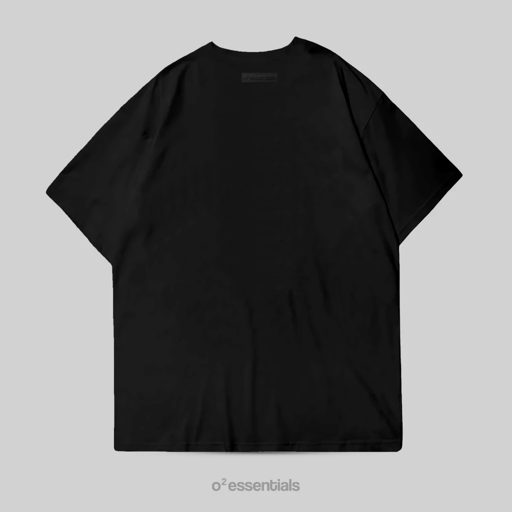 O2 Essentials Oversized T-Shirt – Frenchie World Black back view thumbnail