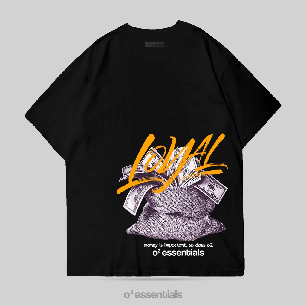 O2 Essentials Oversized T-Shirt – Money Bag Black back view thumbnail