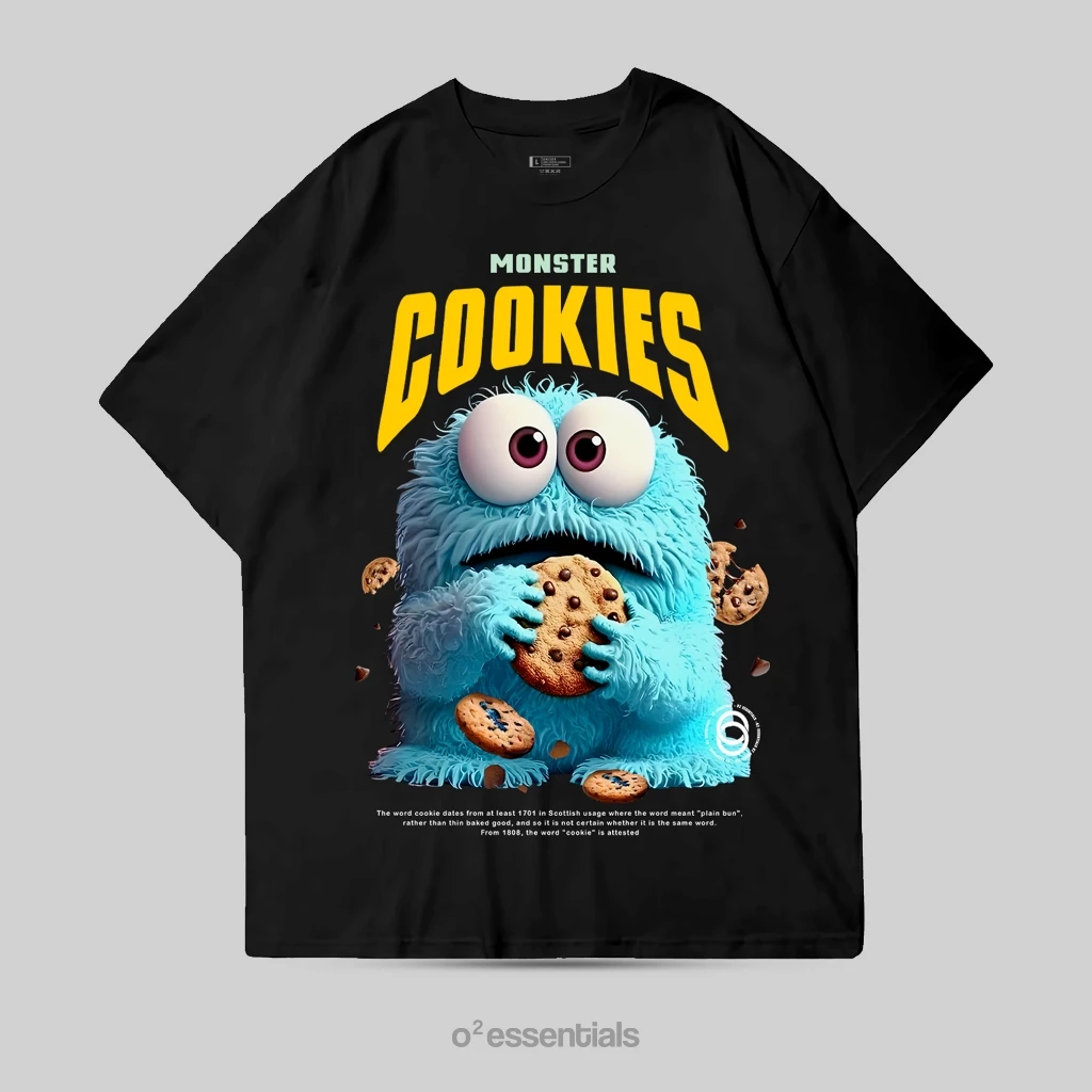 O2 Essentials Oversized T-Shirt – Monster Cookies Black front view