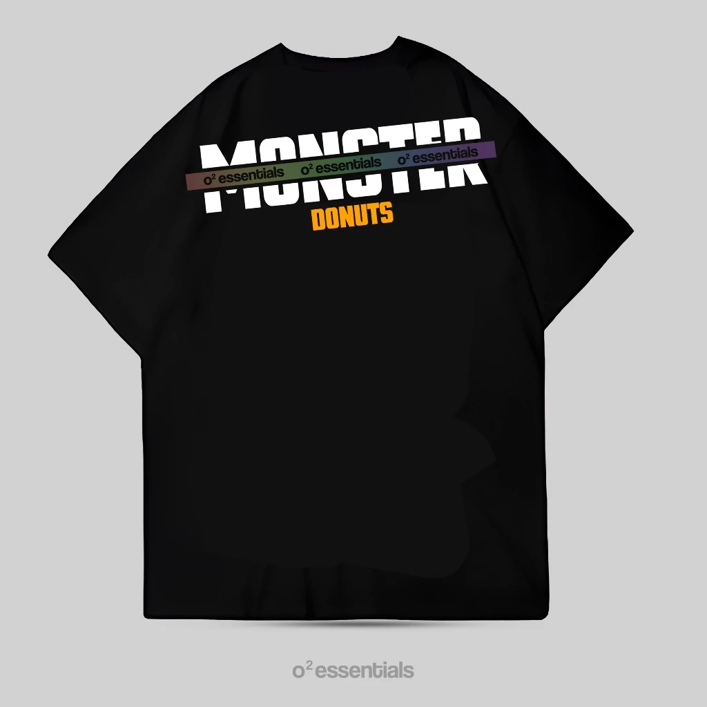 O2 Essentials Oversized T-Shirt – Monster Donuts Black back view thumbnail