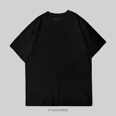 O2 Essentials Oversized T-Shirt – Moucher Black back view thumbnail
