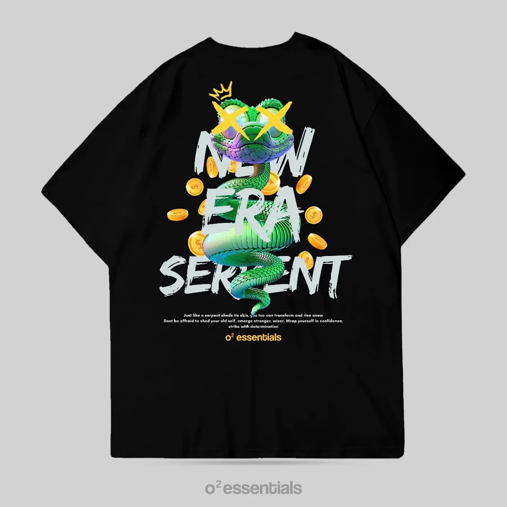 O2 Essentials Oversized T-Shirt – New Era Serpents Black back view thumbnail