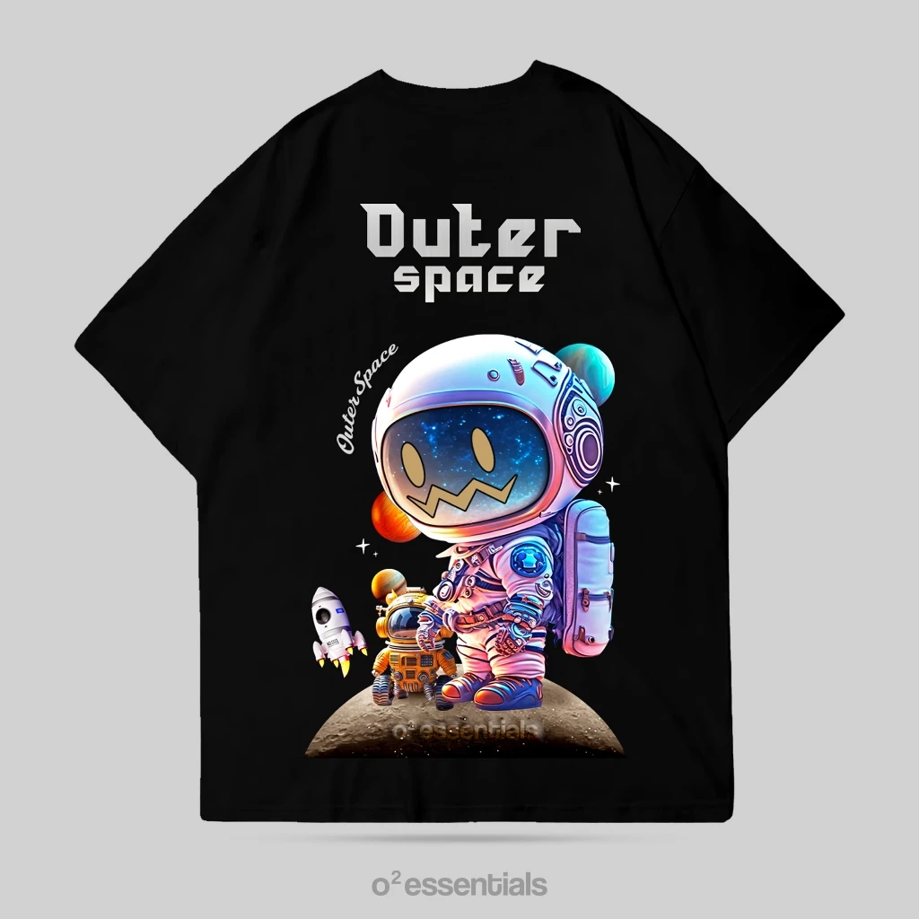 O2 Essentials Oversized T-Shirt – Outer Space Black back view thumbnail