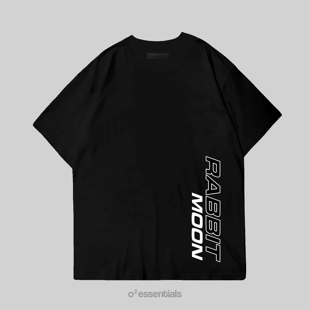 O2 Essentials Oversized T-Shirt – Rabbit Moon Black back view thumbnail