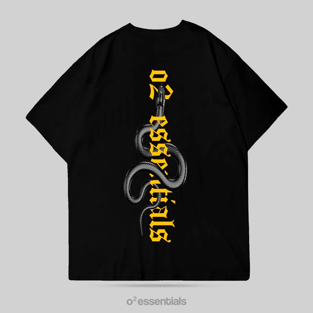 O2 Essentials Oversized T-Shirt – Snake Black back view thumbnail