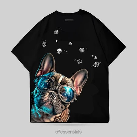 O2 Essentials Oversized T-Shirt – Spacedog Black back view thumbnail