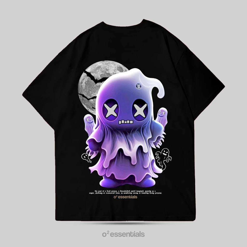 O2 Essentials Oversized T-Shirt – Wicked Ghost Black back view thumbnail