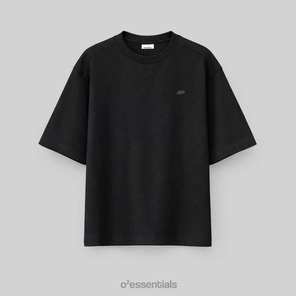 O2 Essentials Flow Shirt – Oversize Unisex COOLBREEZE Premium Smooth Black front view thumbnail