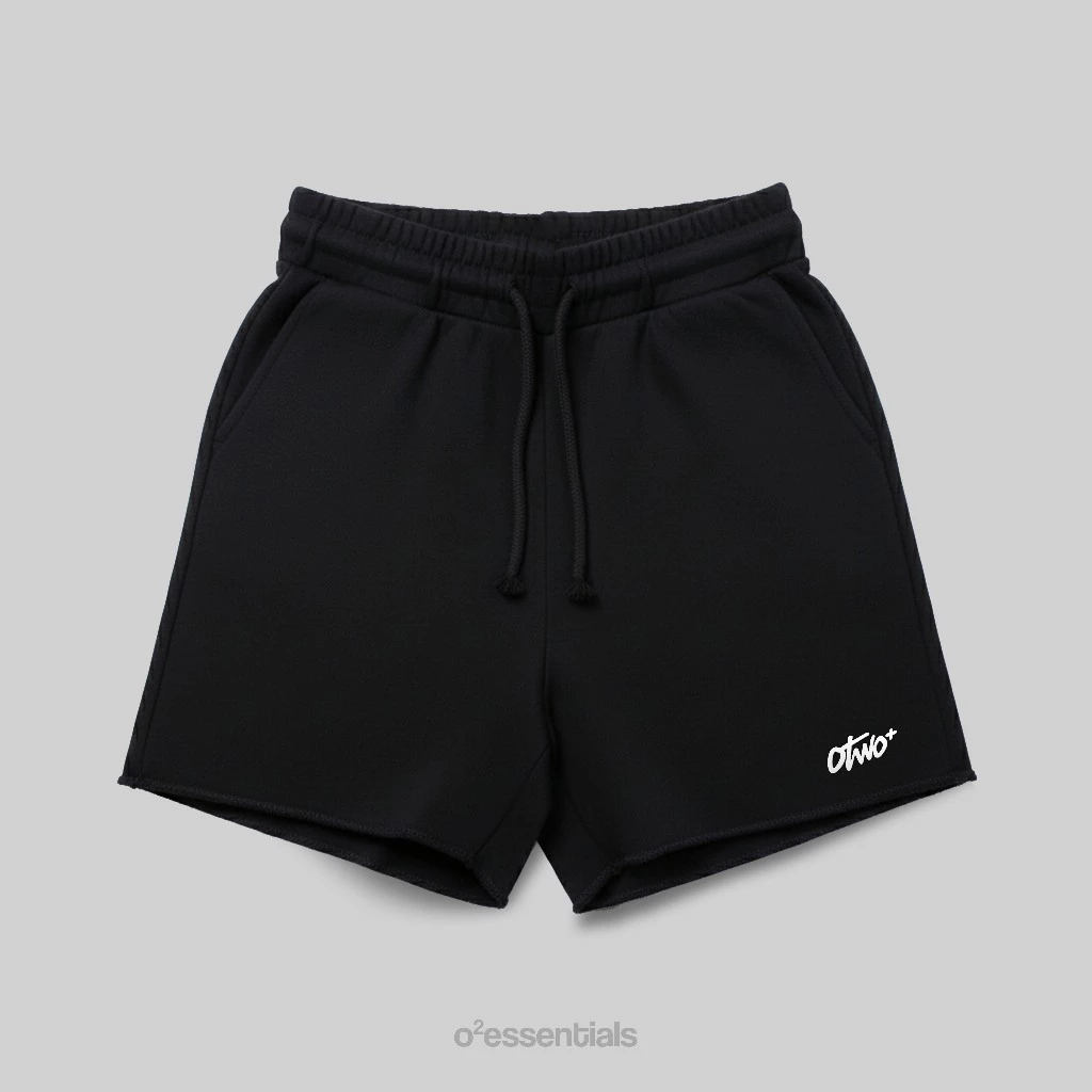 O2 Essentials Flow Shorts – Short Pants Unisex Baby Terry Premium Black front view thumbnail