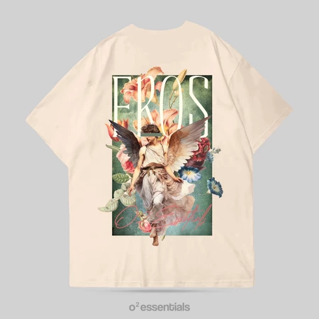 O2 Essentials Oversized T-Shirt – Eros Cream back view thumbnail