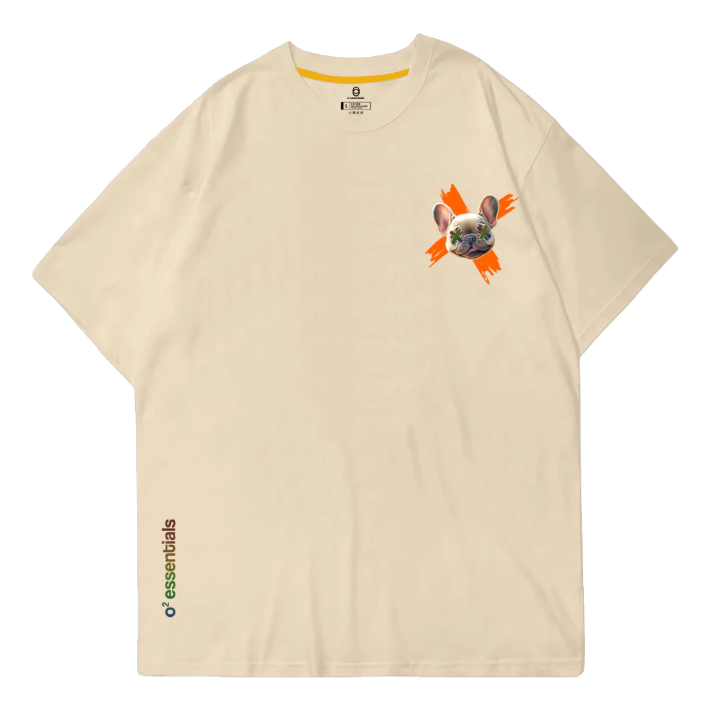 O2 Essentials Oversized T-Shirt – Frenchie Doll Cream front view thumbnail