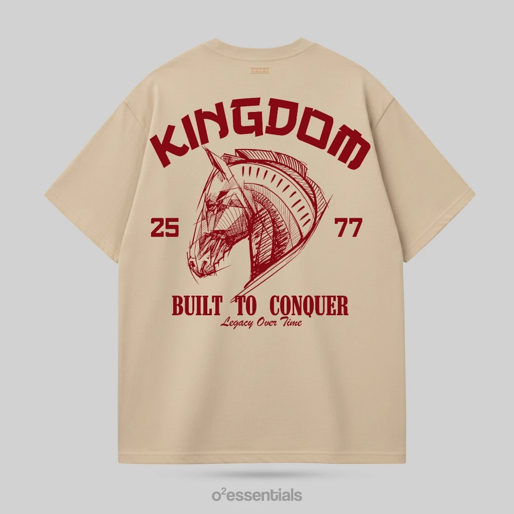 O2 Essentials Oversized T-Shirt – Kingdom Cream front view thumbnail