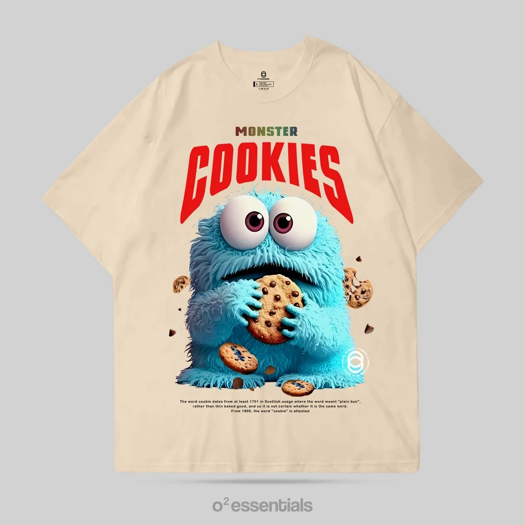 O2 Essentials Oversized T-Shirt – Monster Cookies Cream front view thumbnail