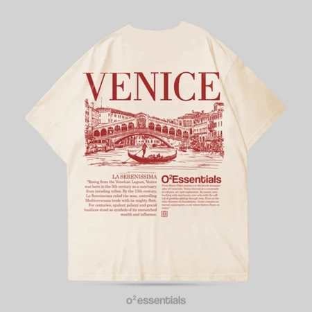 O2 Essentials Oversized T-Shirt – Venice Cream back view thumbnail