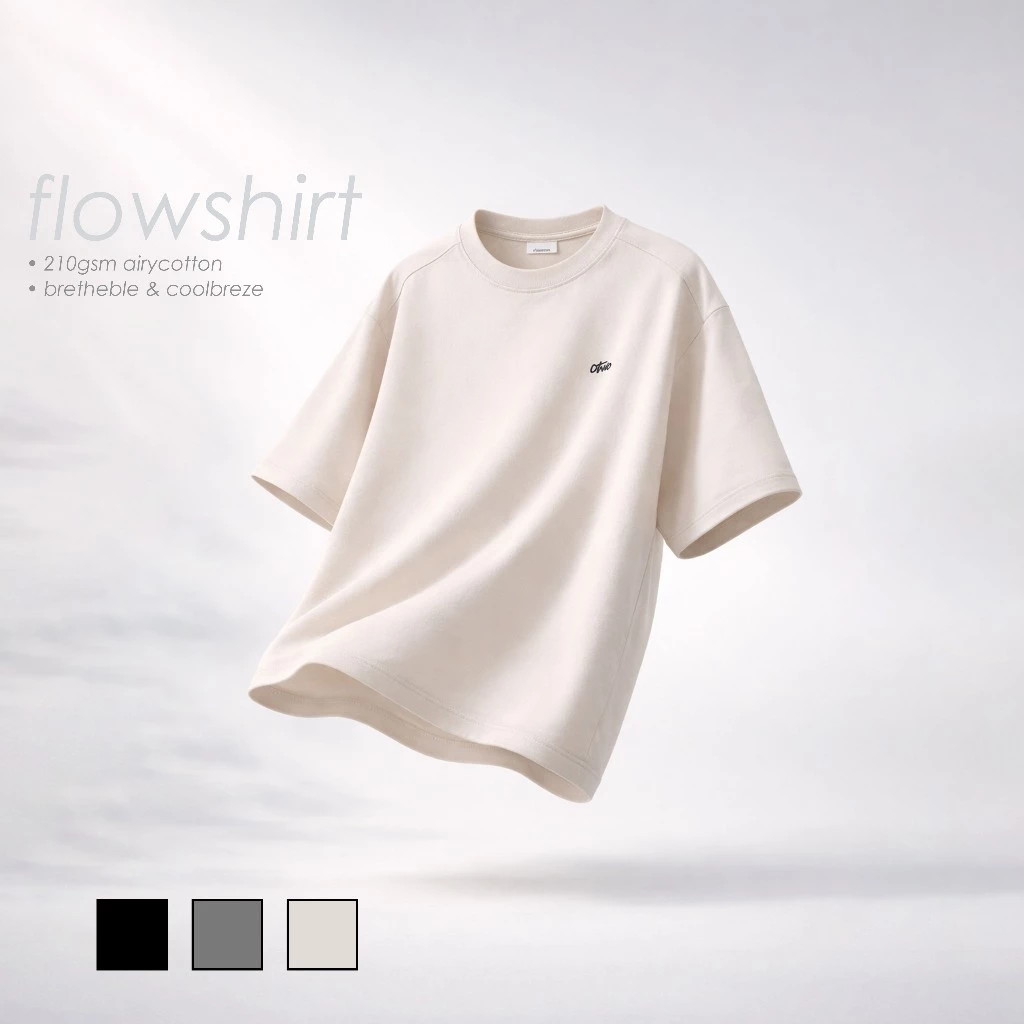 O2 Essentials Flow Shirt – Oversize Unisex COOLBREEZE Premium Smooth Cream back view