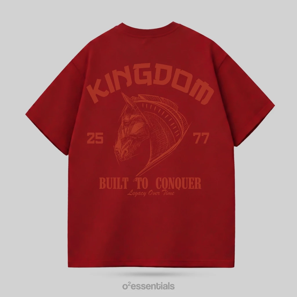 O2 Essentials Oversized T-Shirt – Kingdom Maroon front view thumbnail