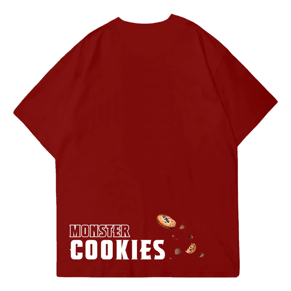 O2 Essentials Oversized T-Shirt – Monster Cookies Maroon back view thumbnail