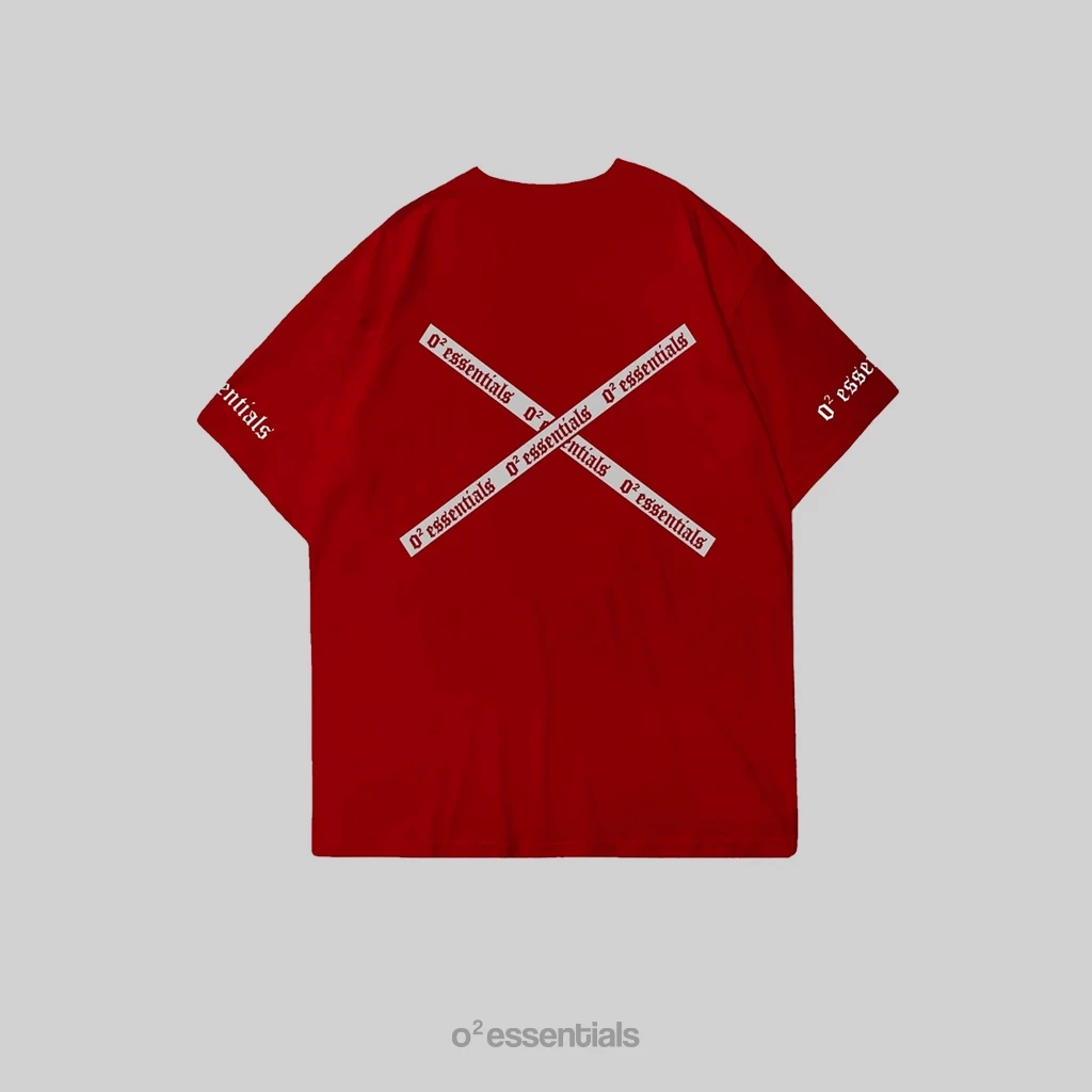 O2 Essentials Oversized T-Shirt – Spectrum 001 Special Edition Maroon back view thumbnail