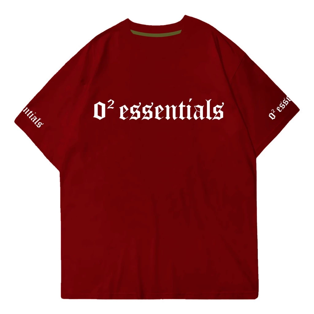 O2 Essentials Oversized T-Shirt – Spectrum 001 Special Edition Maroon front view thumbnail
