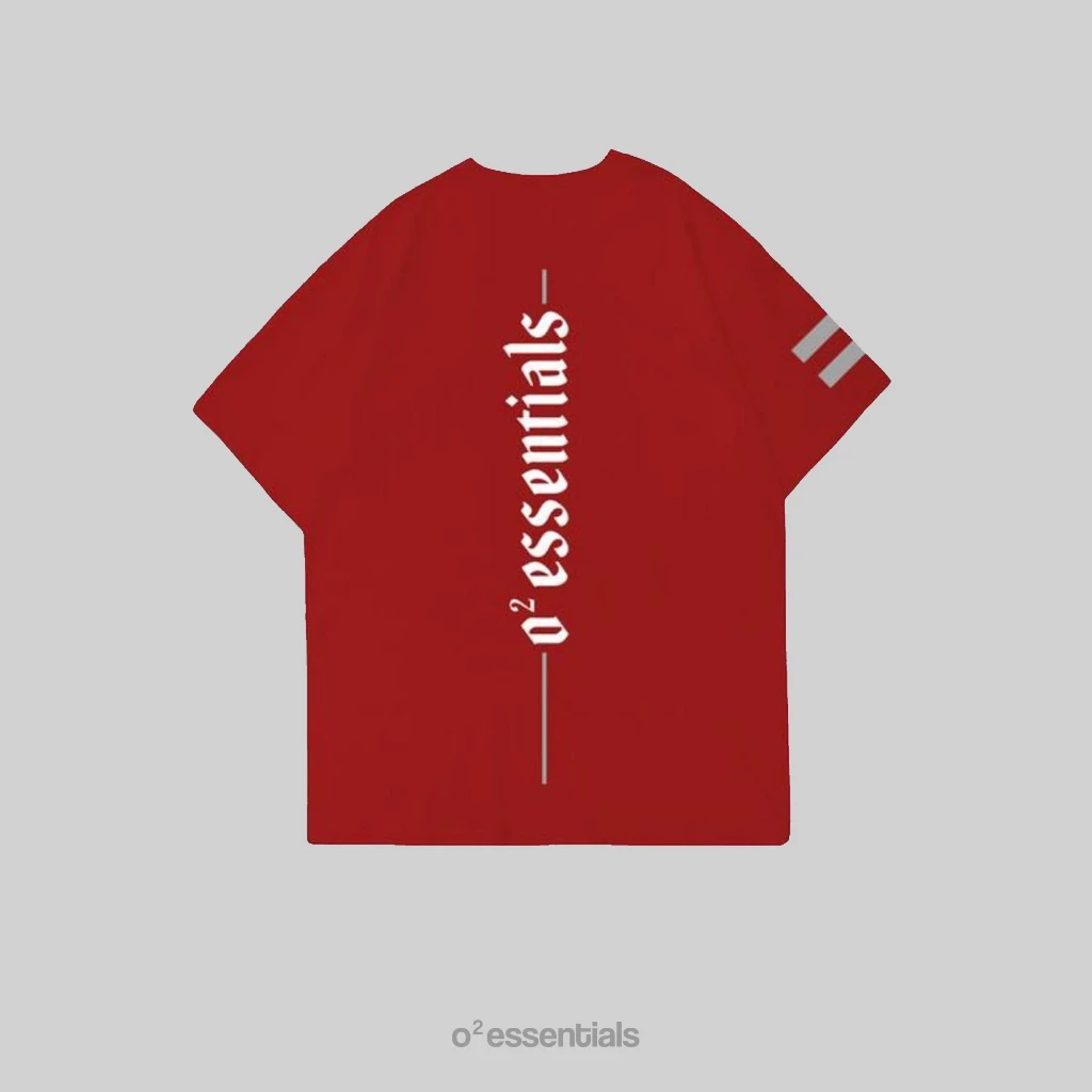 O2 Essentials Oversized T-Shirt – Spectrum 003 Special Edition Maroon front view thumbnail