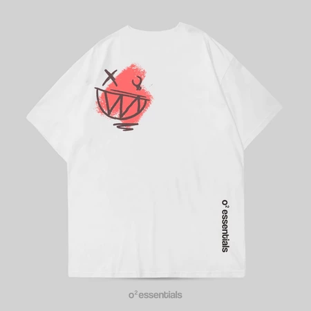 O2 Essentials Oversized T-Shirt – Bear Sketch White back view thumbnail