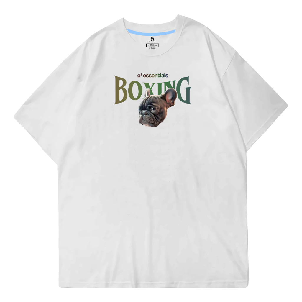 O2 Essentials Oversized T-Shirt – Boxing Dog White front view thumbnail