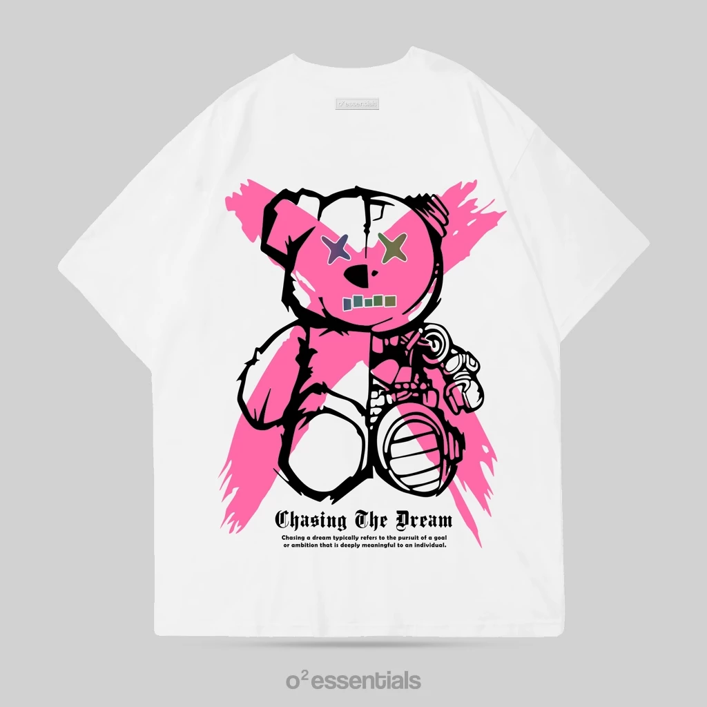 O2 Essentials Oversized T-Shirt – Dream Bear White back view thumbnail