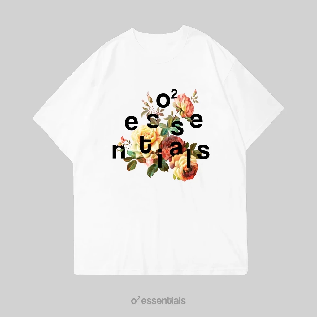 O2 Essentials Oversized T-Shirt – Flower Essentials White front view thumbnail