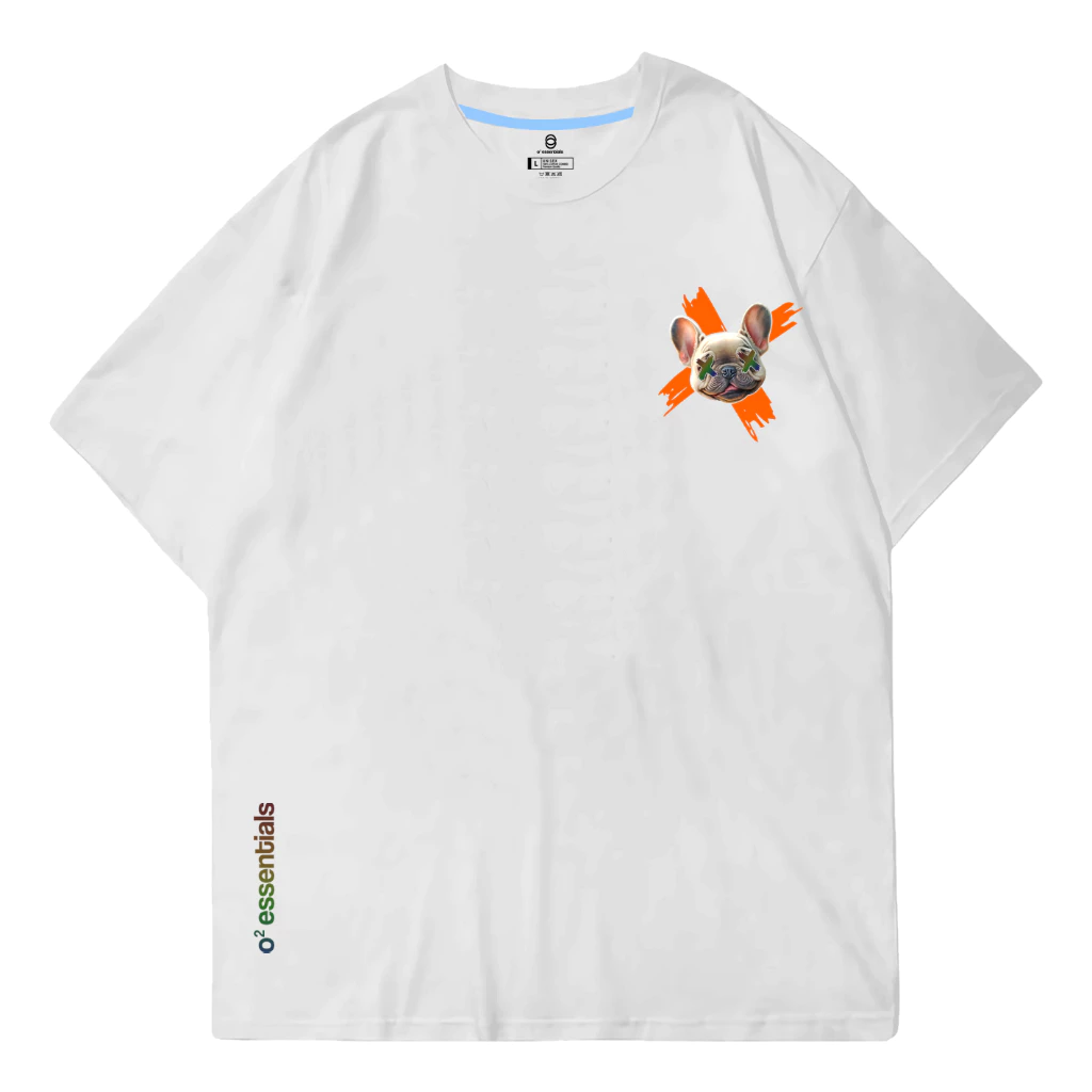 O2 Essentials Oversized T-Shirt – Frenchie Doll White front view thumbnail