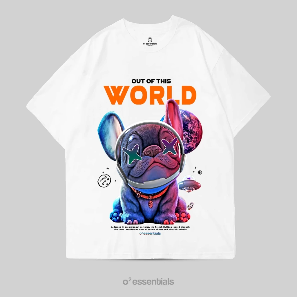 O2 Essentials Oversized T-Shirt – Frenchie World White front view thumbnail
