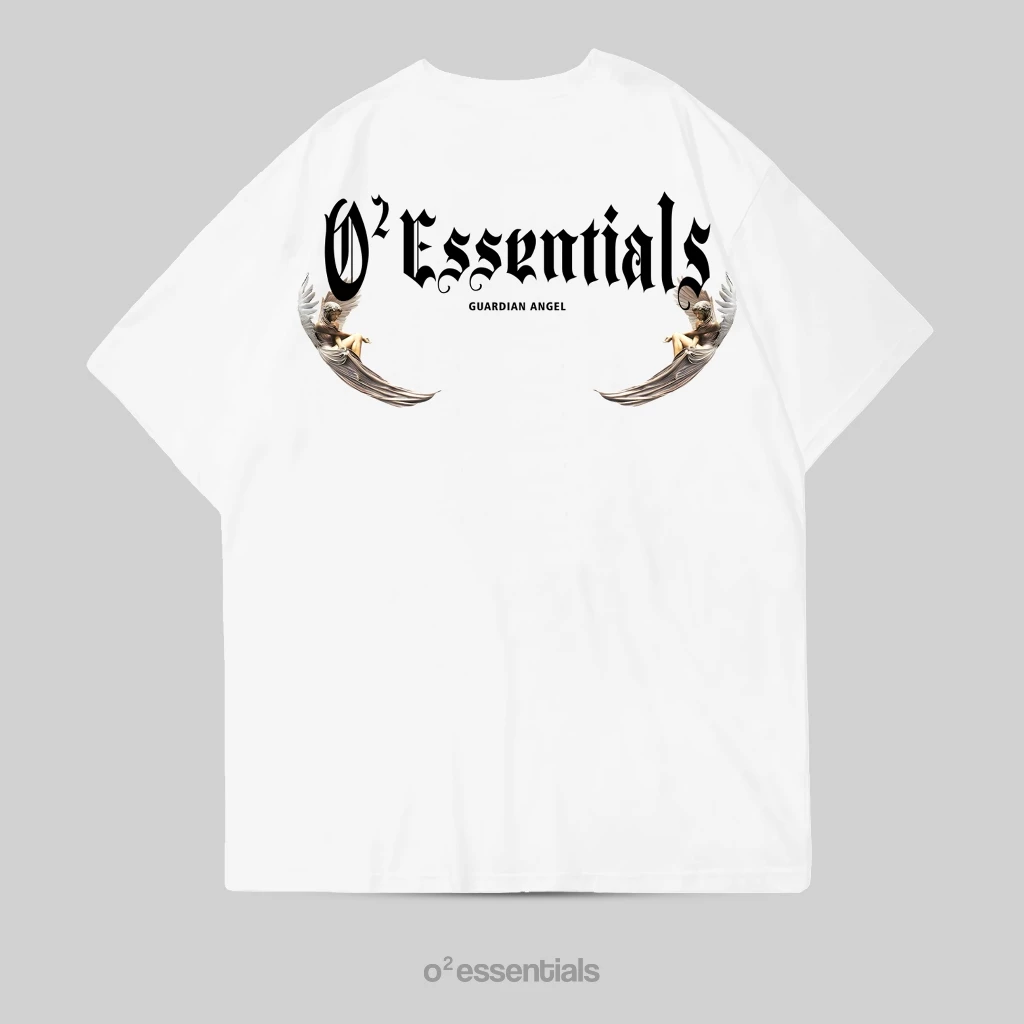 O2 Essentials Oversized T-Shirt – Guardian Angel White front view thumbnail