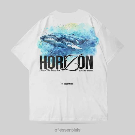 O2 Essentials Oversized T-Shirt – Horizon Whale White back view thumbnail