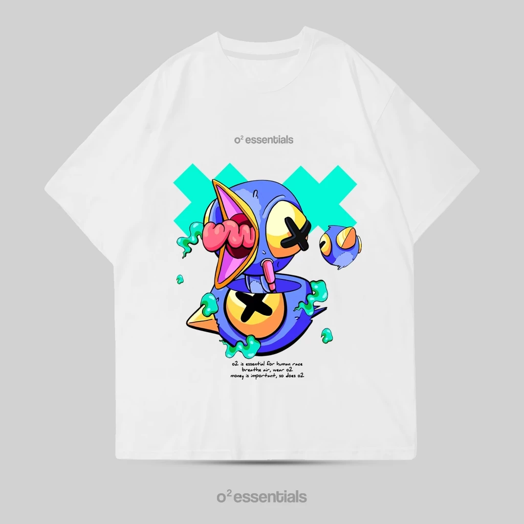 O2 Essentials Oversized T-Shirt – Hungry Bird White front view thumbnail