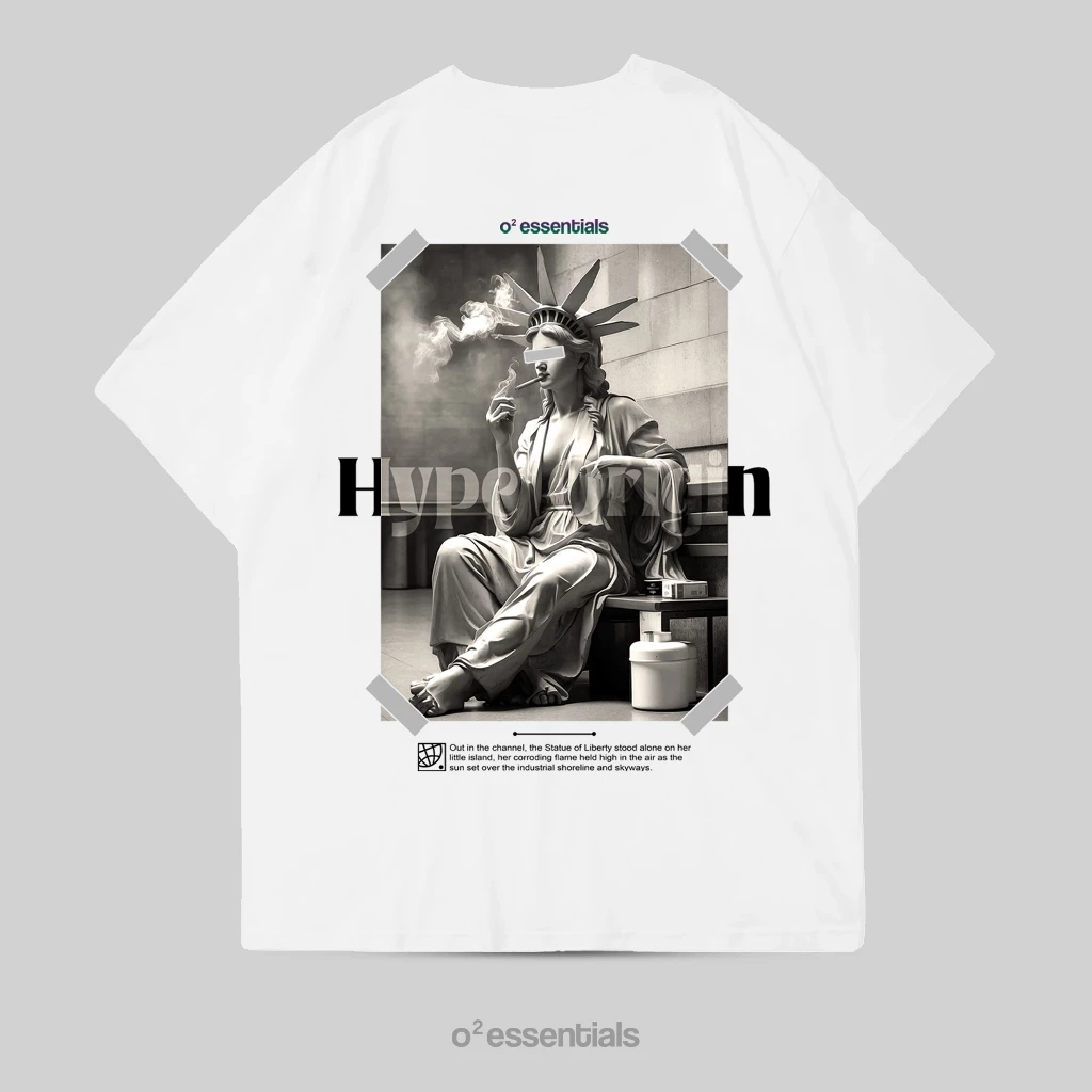 O2 Essentials Oversized T-Shirt – Hype Origin White back view thumbnail