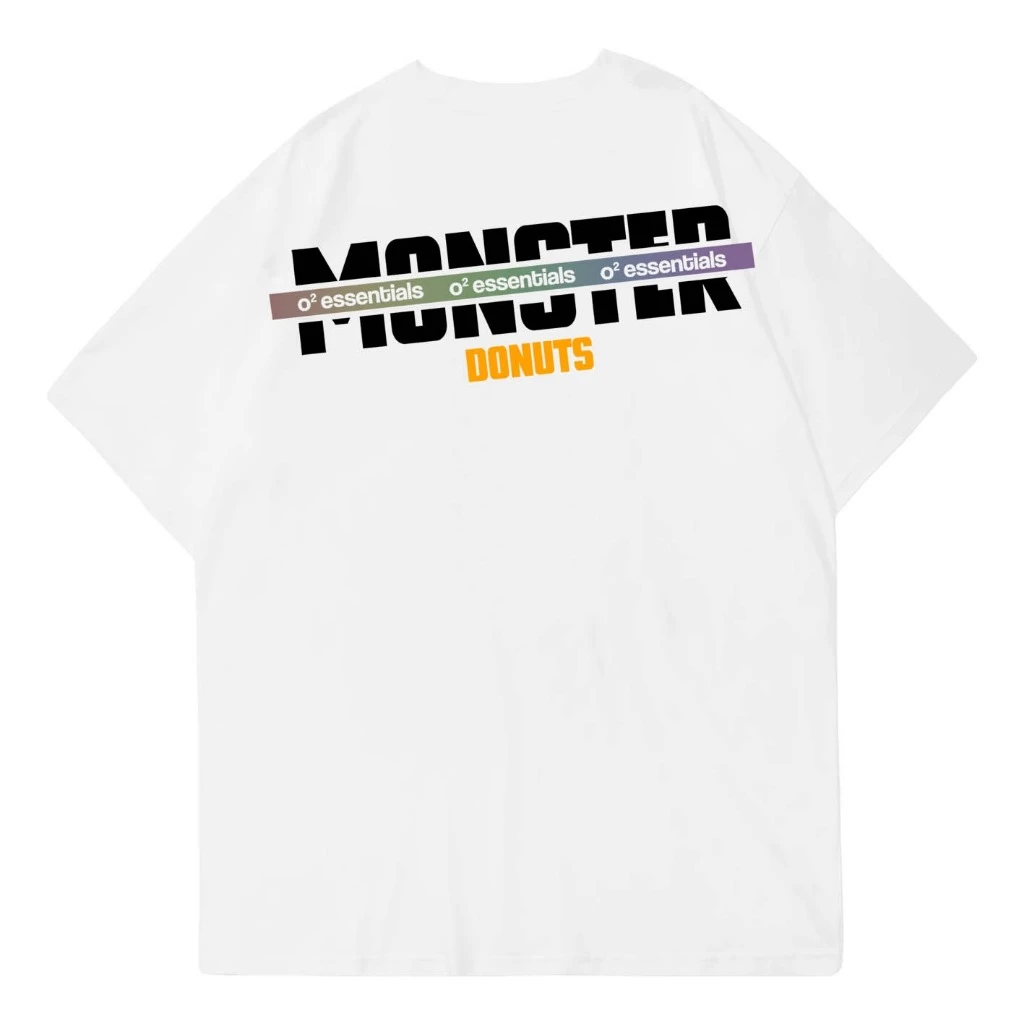 O2 Essentials Oversized T-Shirt – Monster Donuts White back view thumbnail