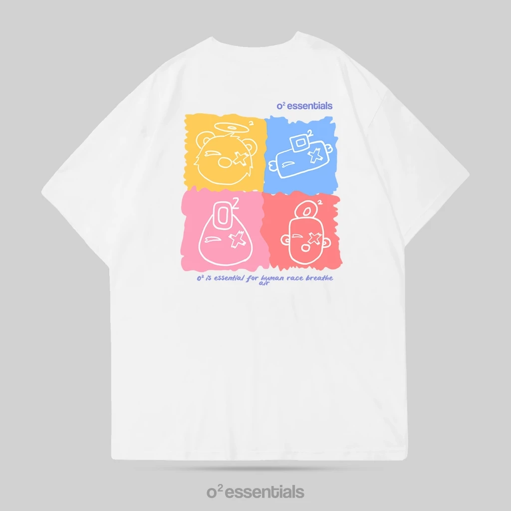 O2 Essentials Oversized T-Shirt – O2 And Friends White back view thumbnail