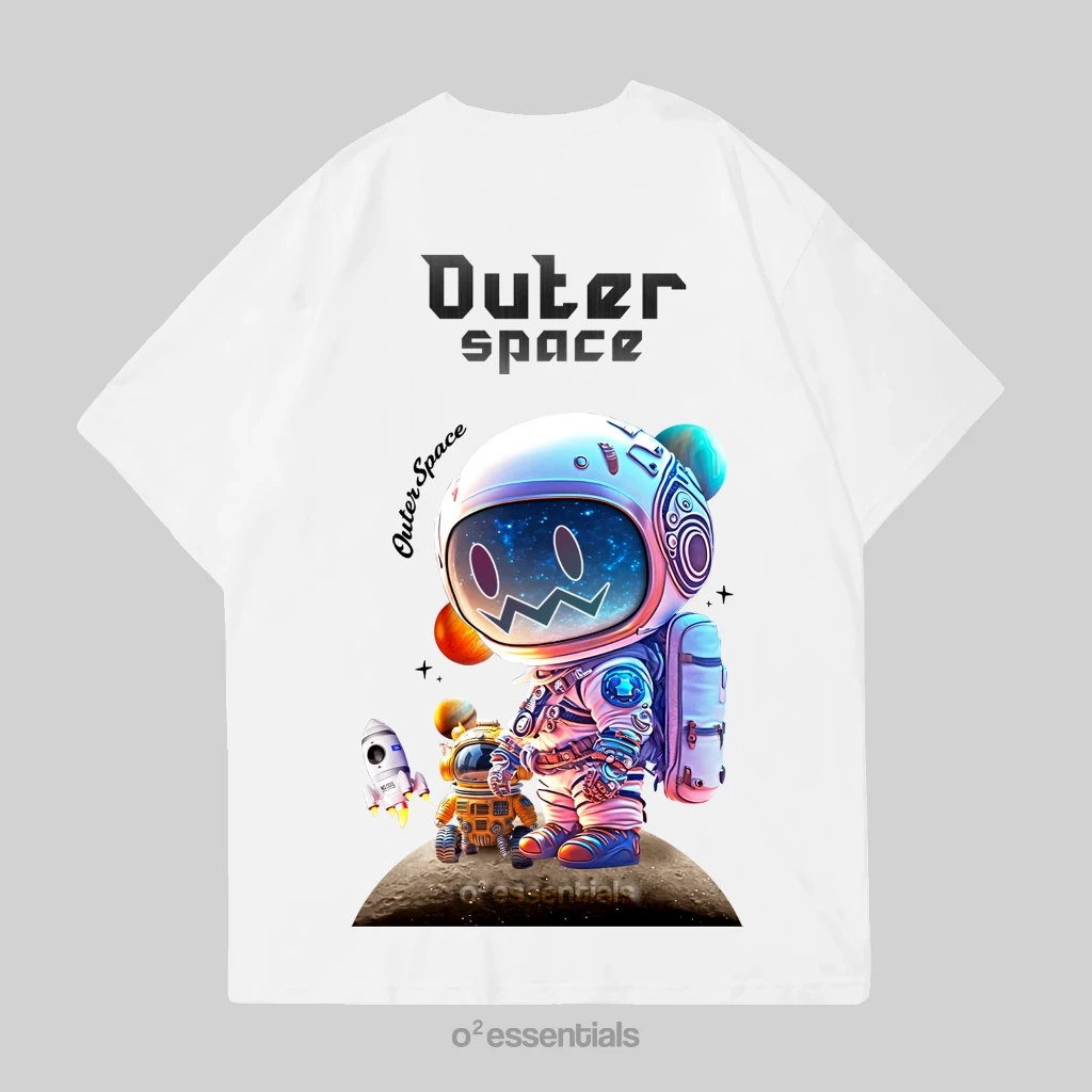 O2 Essentials Oversized T-Shirt – Outer Space White back view thumbnail