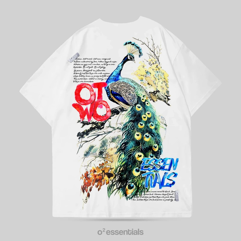 O2 Essentials Oversized T-Shirt – Paradise Devine White back view thumbnail