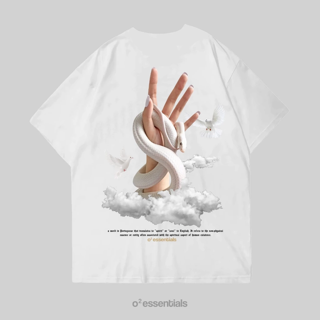 O2 Essentials Oversized T-Shirt – Snake Hand White back view thumbnail