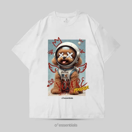O2 Essentials Oversized T-Shirt – Unstopoodle White front view thumbnail