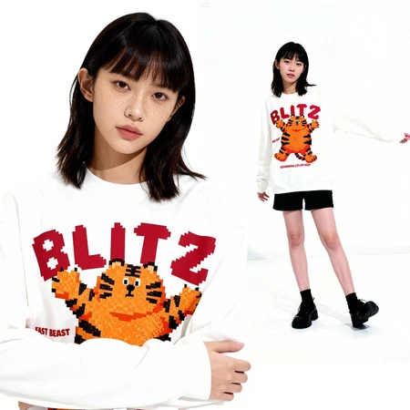 O2 Essentials Graphic Sweater Crewneck Casual - BLITZ Sweater White back view